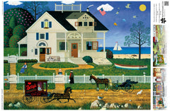 Buffalo Games Pickwick Cottage puzzle with an included poster to guide assembly.