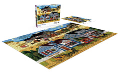 Buffalo Games Wysocki Devilstone Harbor puzzle interlocking-pieces close-up demonstrates secure fit.