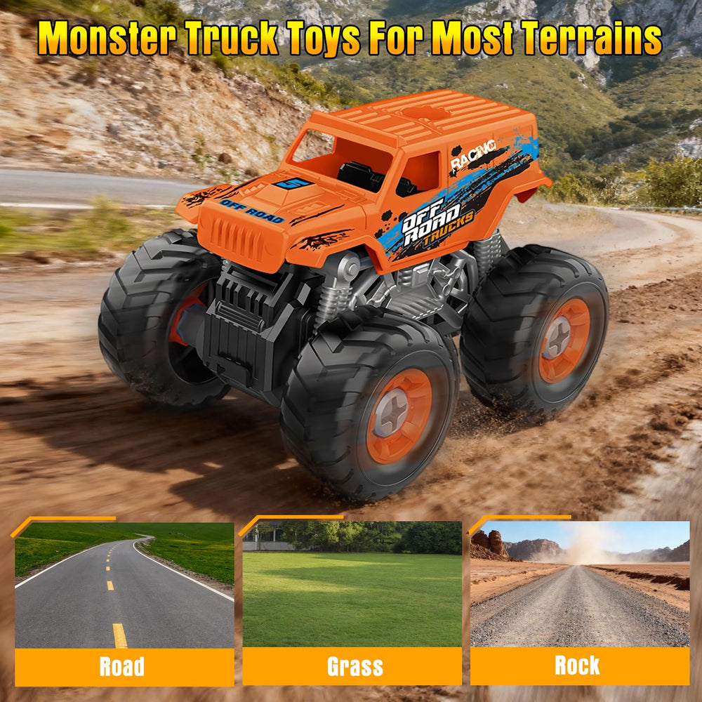 Bugrtarey friction-powered off-road truck rolls smoothly indoors