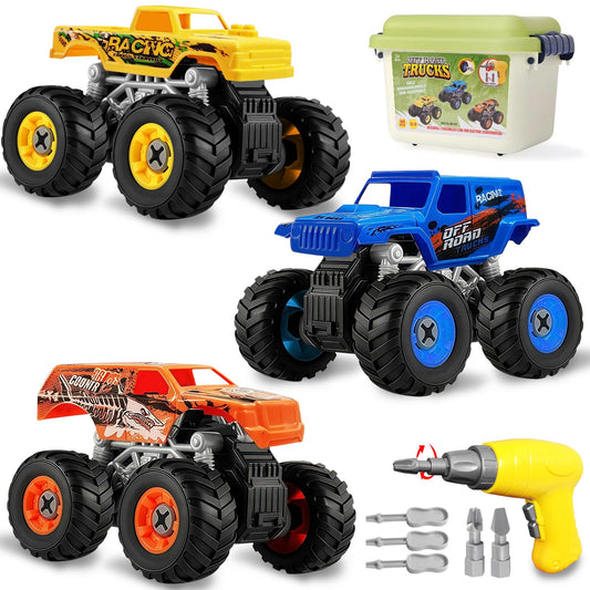 Bugrtarey take apart monster truck set front view for hands-on STEM play