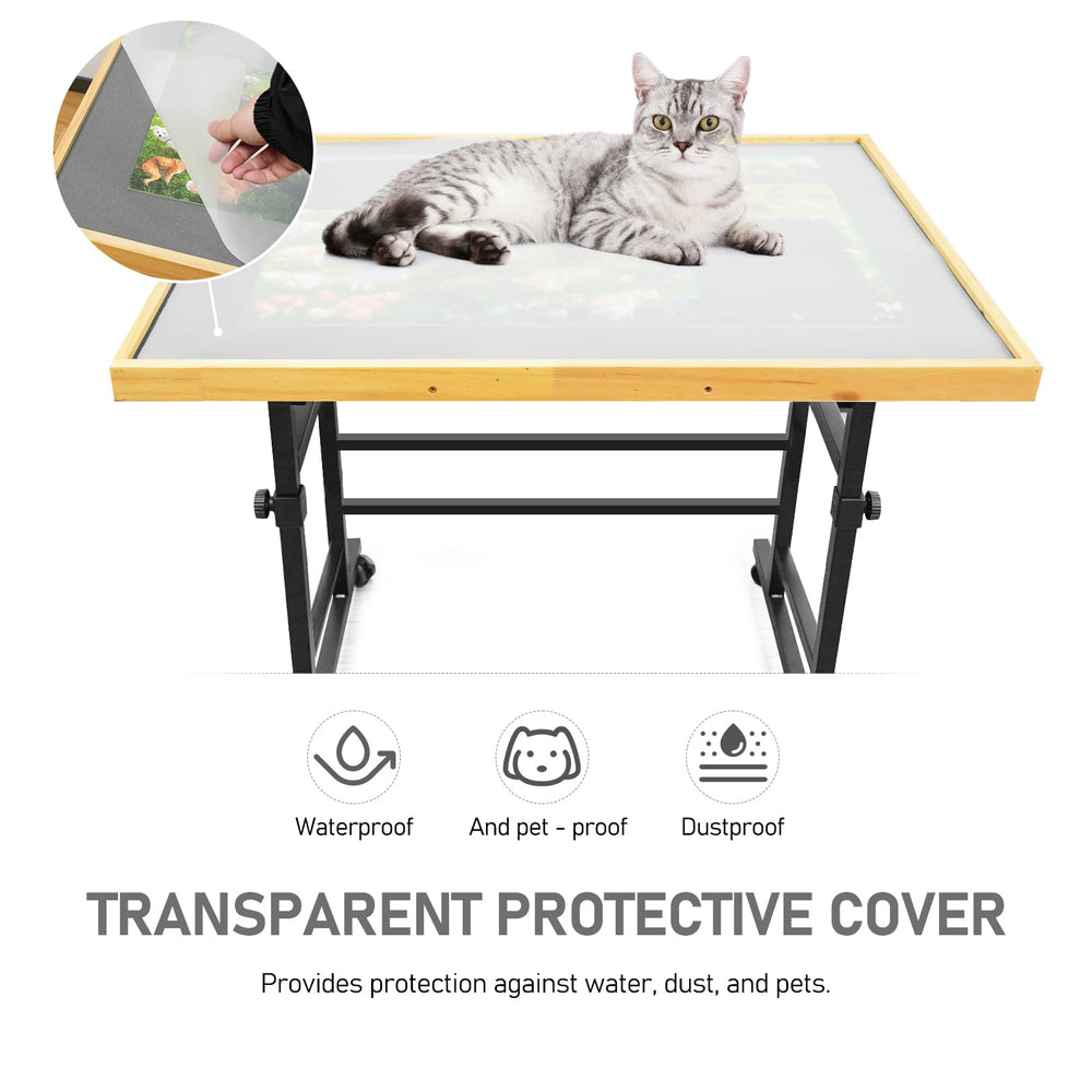 Non-slip felt surface on BuilderButler puzzle table prevents pieces from shifting.