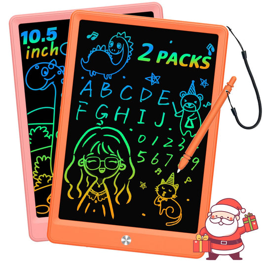 BUKEBU LCD writing tablet in orange-pink for colorful kids doodles and imagination.