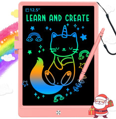 BUKEBU LCD Writing Tablet front view in pink for mess-free doodling on the go