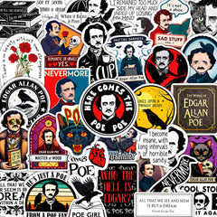 BulbaCraft Edgar Allan Poe water bottle sticker for durable outdoor use.