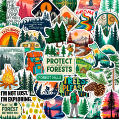 BulbaCraft forest stickers on a water bottle showing vibrant, weatherproof design.