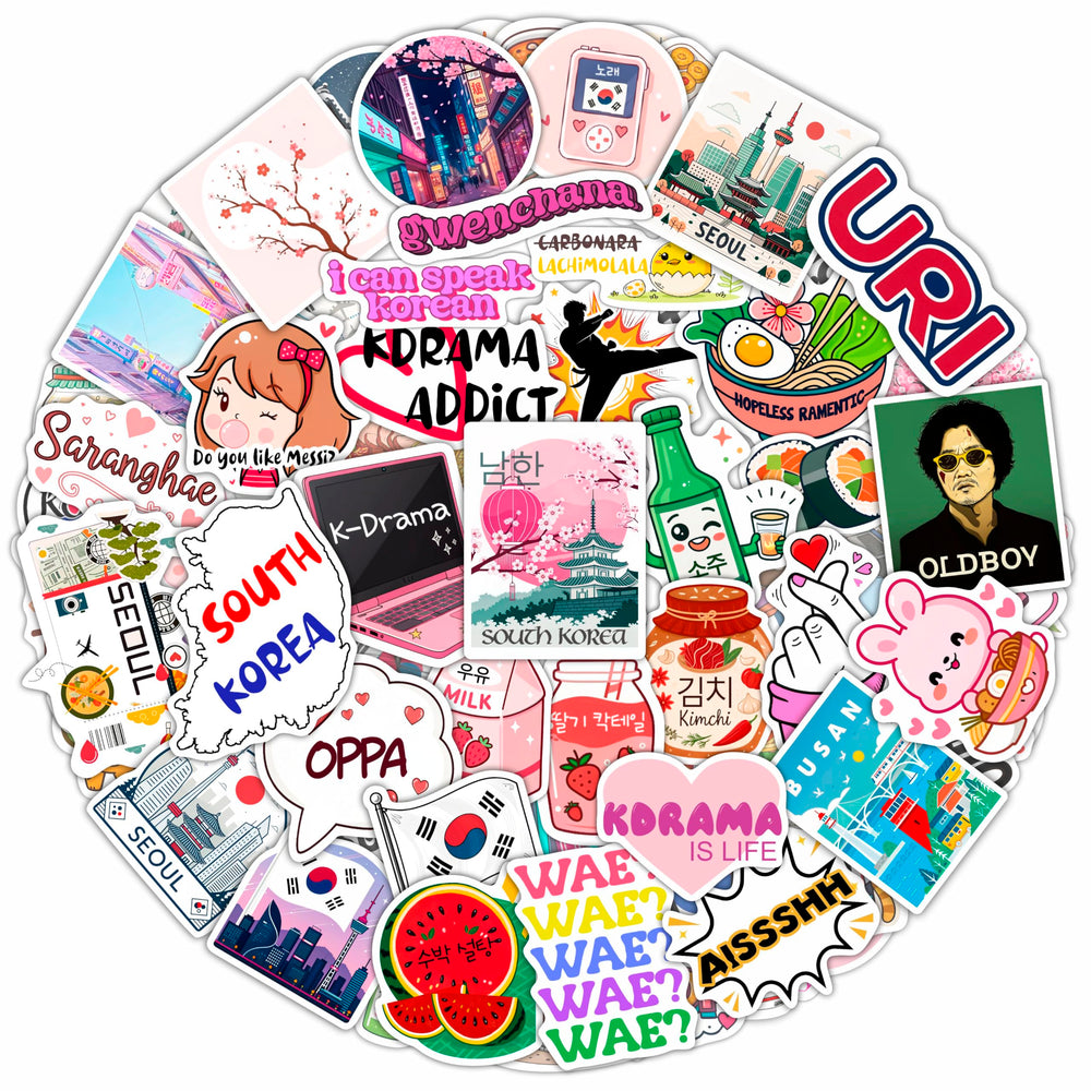 BulbaCraft South Korea stickers on luggage for durable travel decor