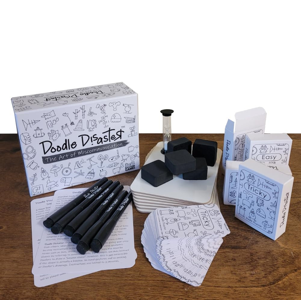 Bulldozer Games Doodle Disaster image cards spread enables fast, family-friendly fun.