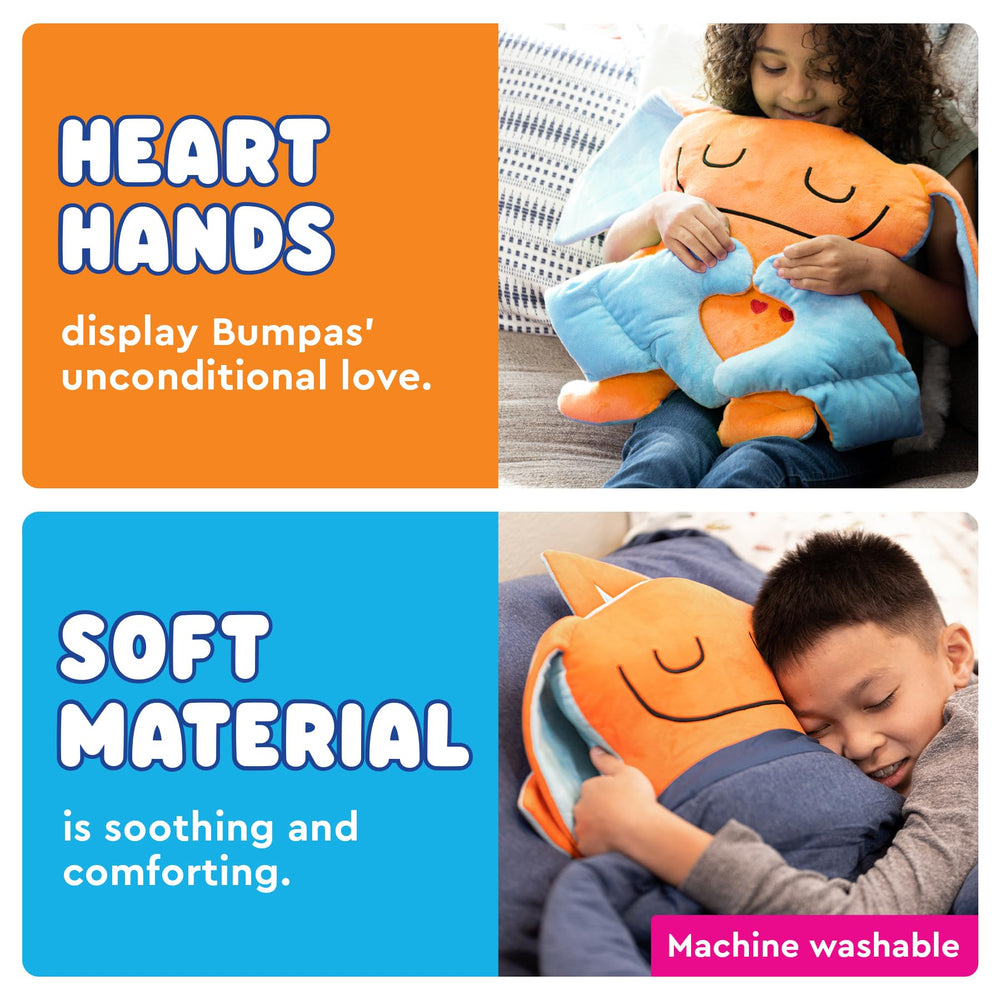 Bumpas eyes watch from the back of the head for a gentle bedtime companion.