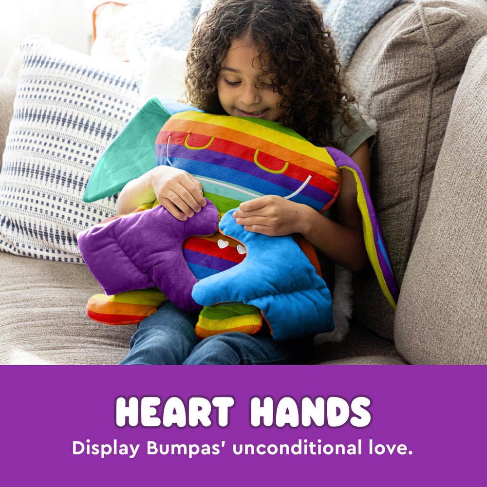 Bumpas weighted plush toy provides soothing naptime hugs and quiet rests.