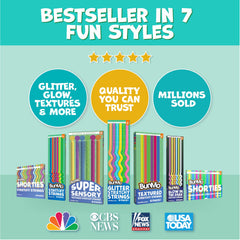 BUNMO six-pack glitter strings BPA-free and trusted quality.