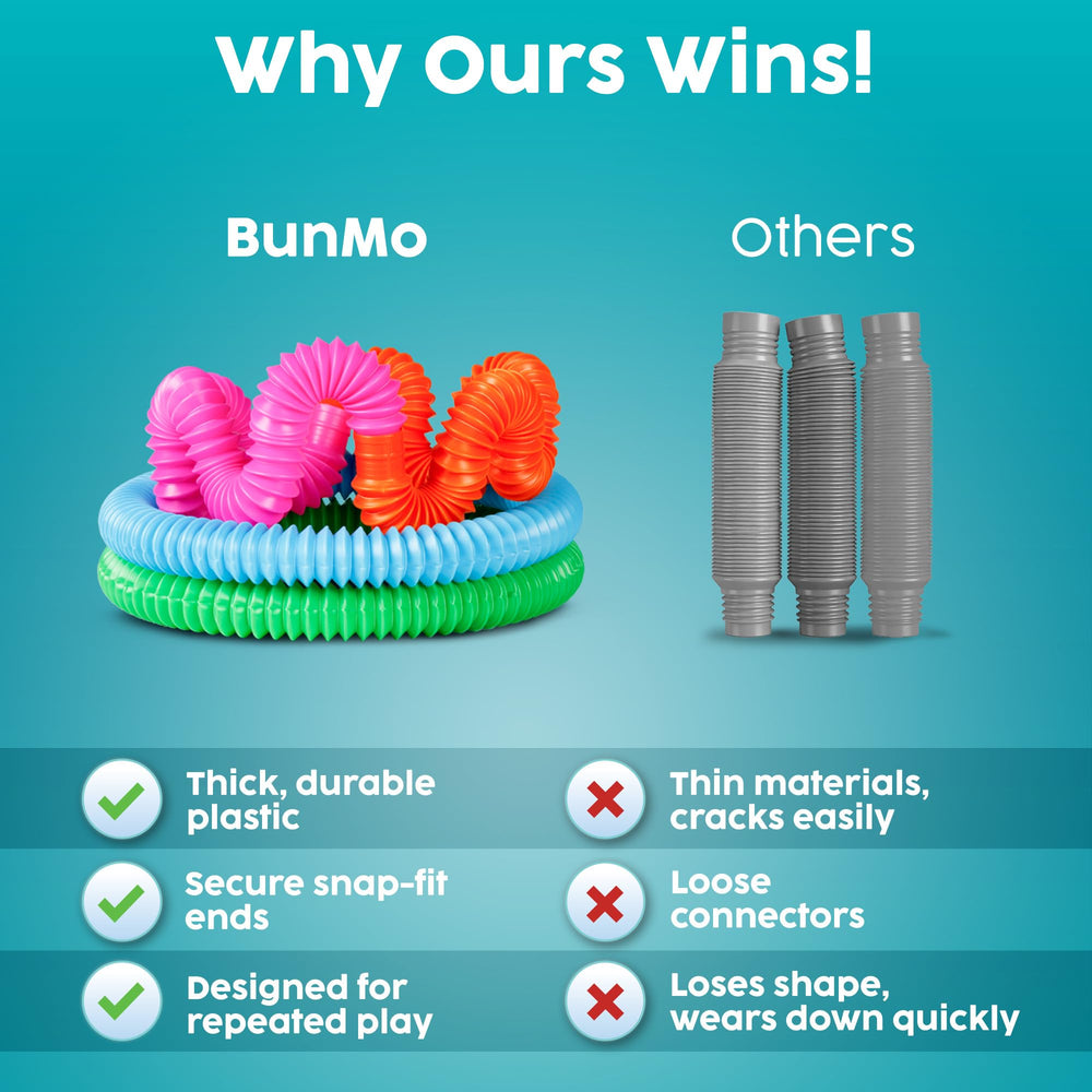 BUNMO Pop Tubes large 4 pack designed for little hands