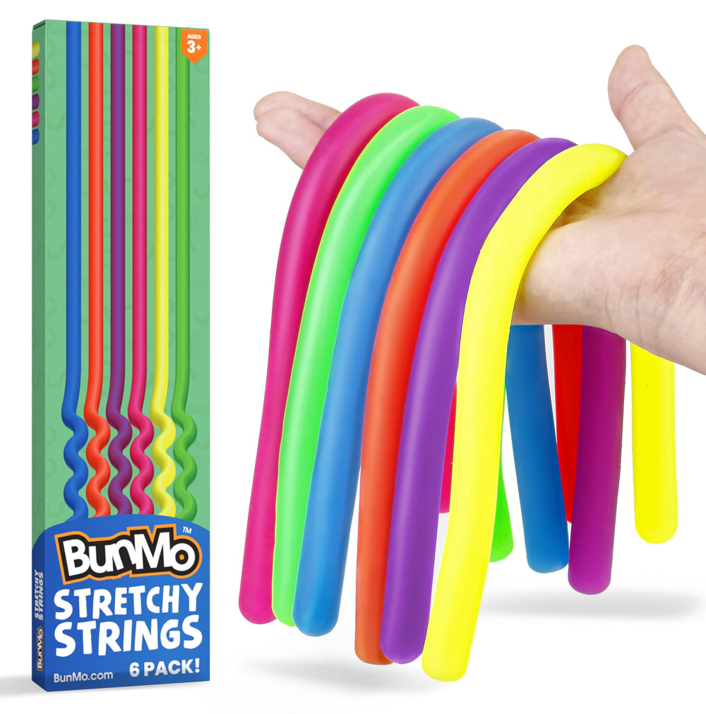 BUNMO Stretchy Strings 6-pack in vibrant colors for tactile fun and focus.
