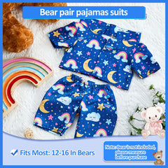 Bunnycool moon-stars-clouds print on bear clothes adds gentle charm.