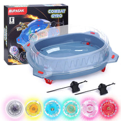 BUPASAK Light Ignite spinning tops battle set glowing during play.