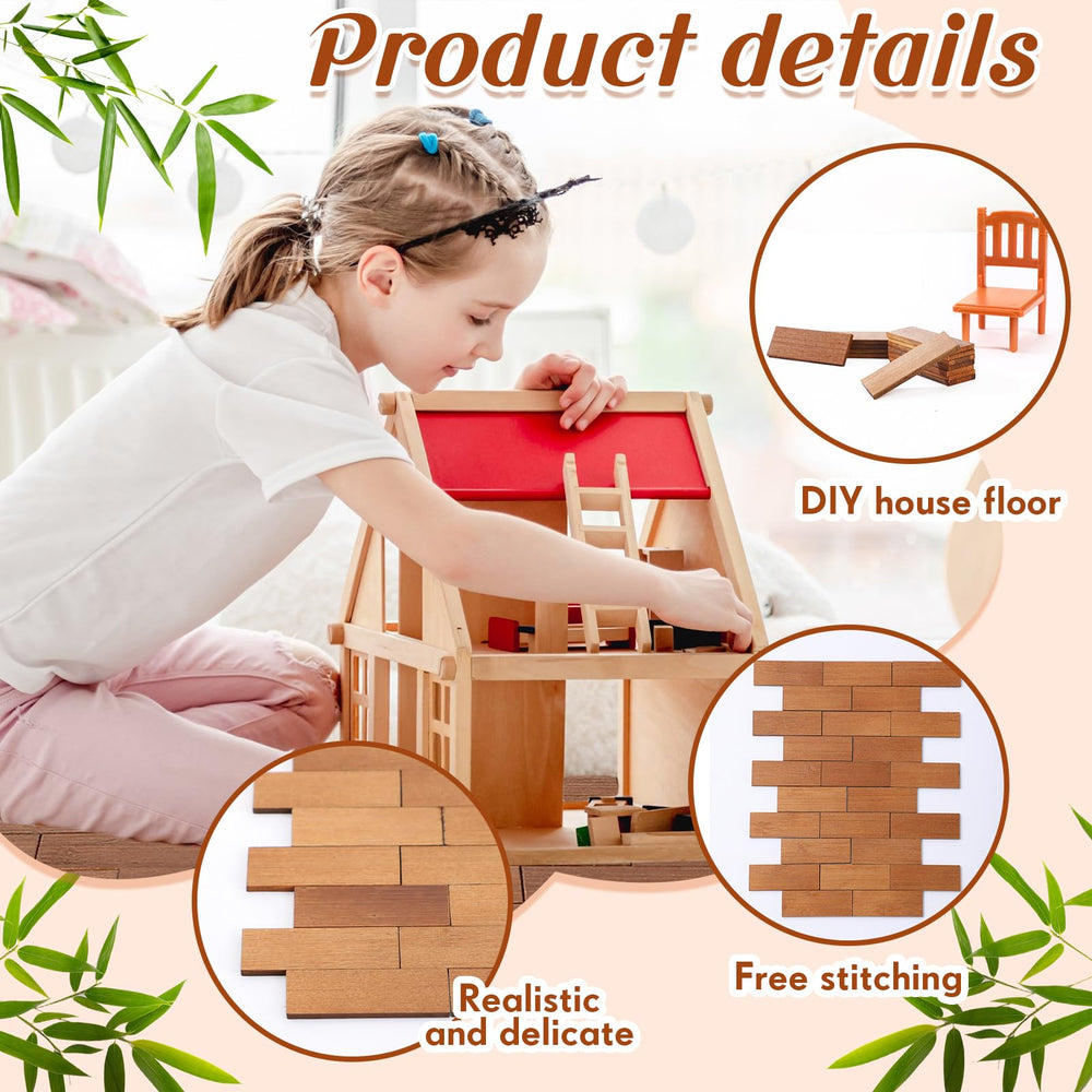 Burbell connectable bamboo dollhouse floorboards for flexible layouts and room design.