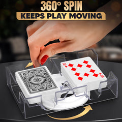 Burious canasta two-deck rotation holder keeps decks separated and accessible.