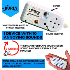 Burly Effects hidden noise maker with adhesive back for easy stealth prank placement