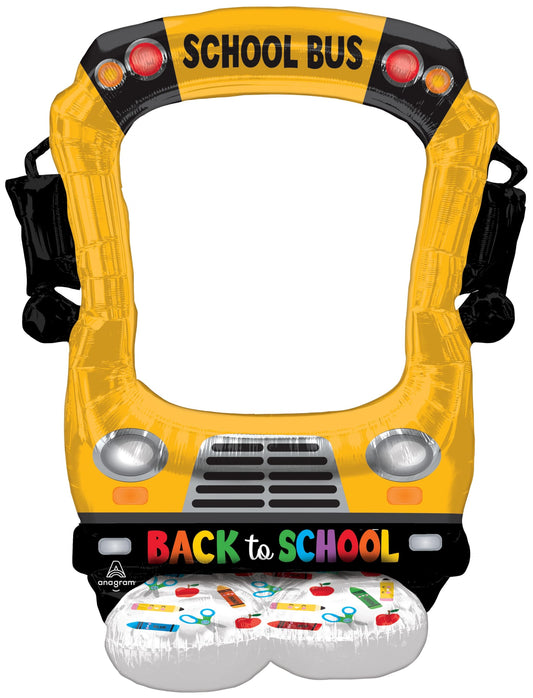 Burton Selfie Bus Balloon 56in front view for vibrant school party dΓ©cor