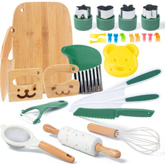 Busy edition 18pcs kids cooking set cutting board for safe beginner prep