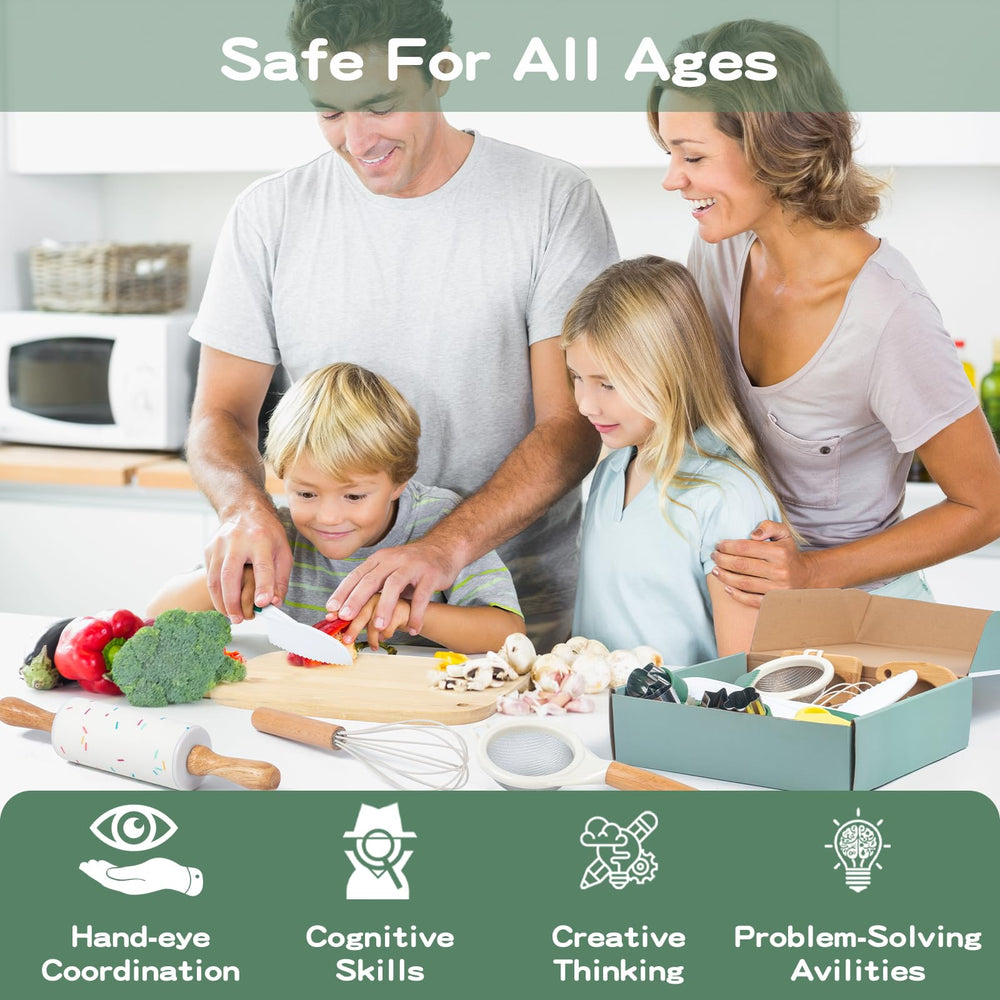 Busy edition 18pcs kids cooking set safe knives with ergonomic handles for small hands