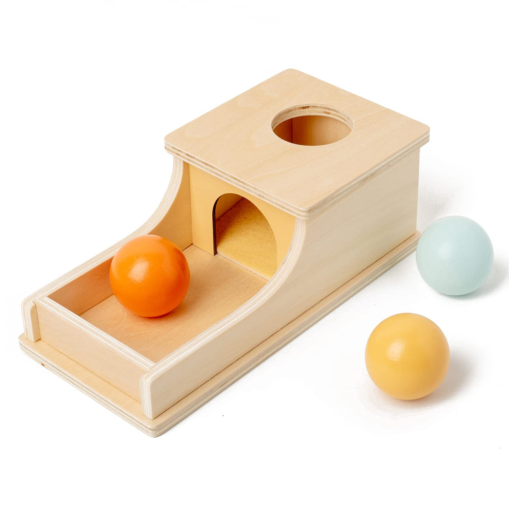 Busy Edition object permanence box with soft-sound design supports calm play and focus.