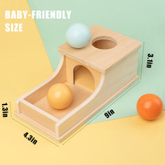 Busy Edition object permanence box with tray for safe drop play and cause–effect learning.
