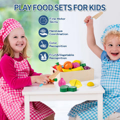 Busy Edition wooden peeler and cutting board for realistic kitchen role play.