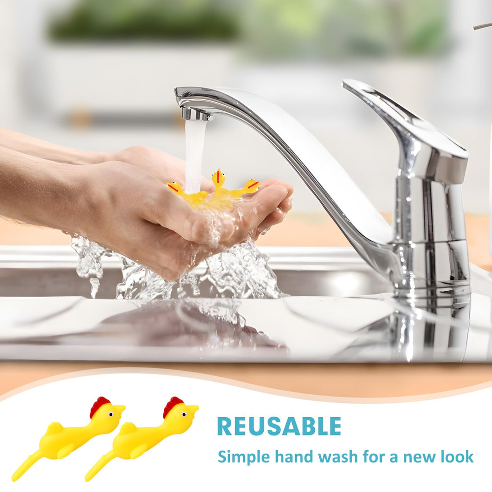 BUVUDI easy-clean rubber chickens stay fresh with soap and water cleaning