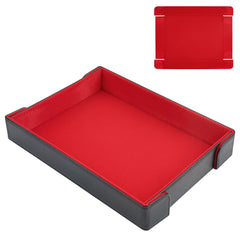 Buweeo PU leather dice tray with magnetic folding and red felt lining for smooth rolls.