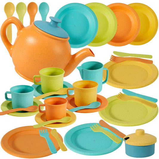 Buyger kids dish set with plates and utensils encourages tidy play and shared meals.