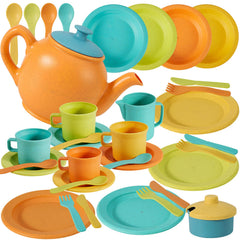 Buyger kids dish set with plates and utensils encourages tidy play and shared meals.