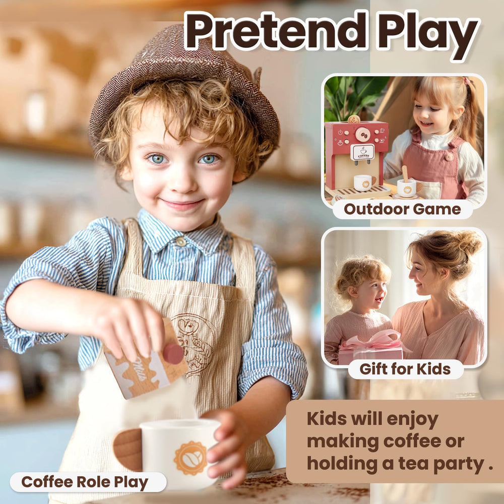Buyger wooden coffee playset makes a thoughtful gift for ages 3 to 5