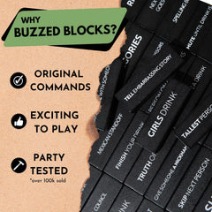 Buzzed Blocks blank tiles ready for customizing tasks to personalize your party