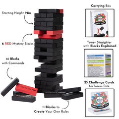 Buzzed Blocks red mystery blocks add surprise during play.