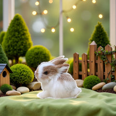 BWESOO white mini simulation rabbit gift idea for friends and family