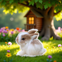 BWESOO white mini simulation rabbit PP cotton plush feels soft
