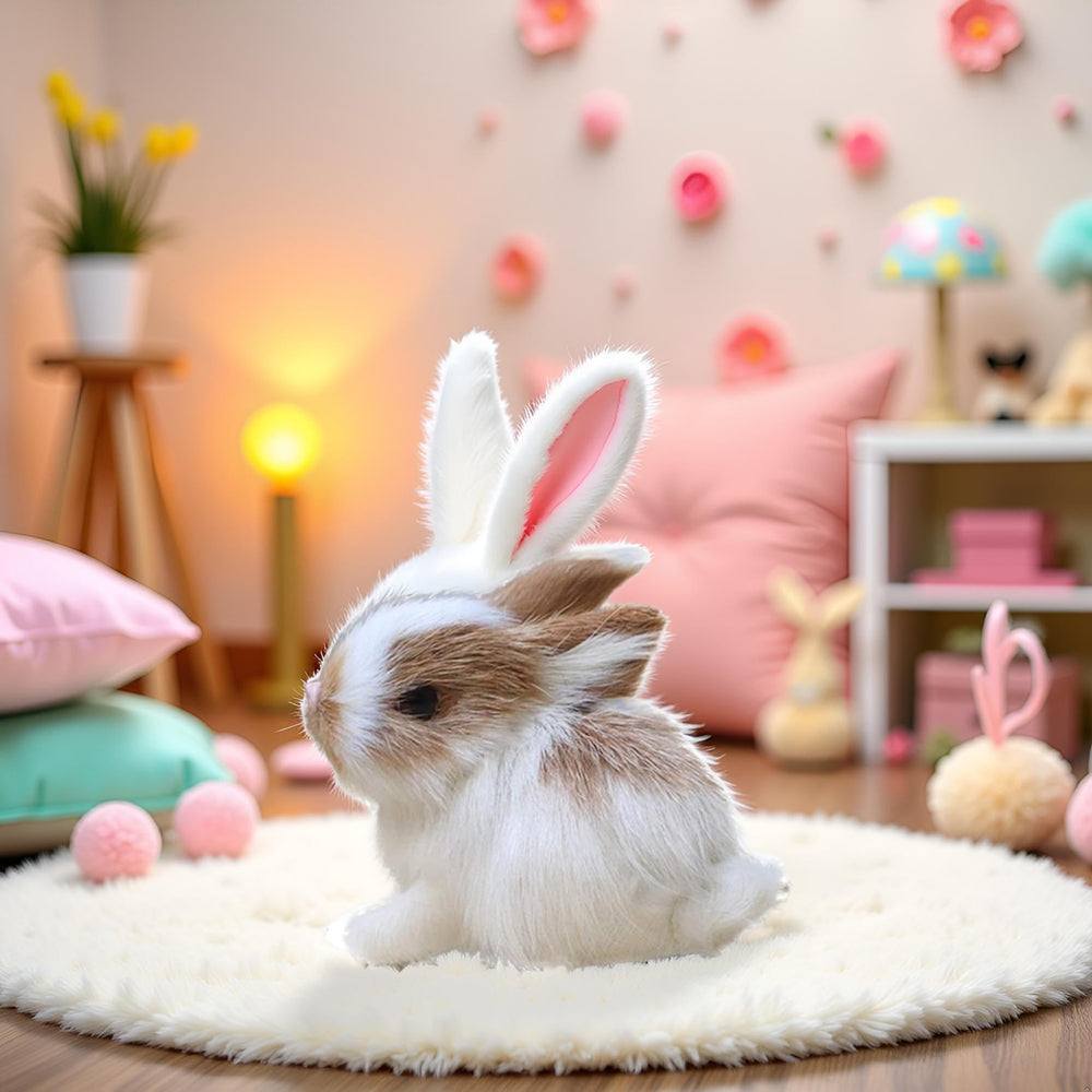 BWESOO white mini simulation rabbit realistic design adds tasteful decor