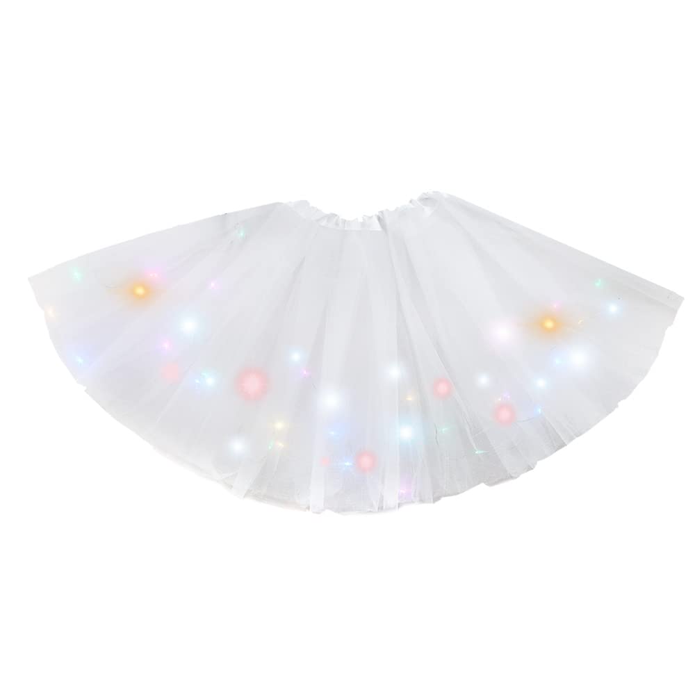 Bybyseno Girl Tutu Skirt with LED lights shining at a birthday party