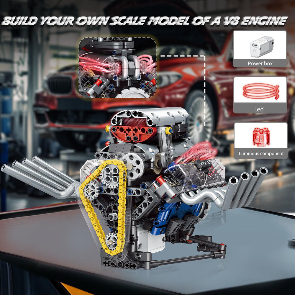 BYTLK V8 engine model piston action reveals moving cylinders for hands-on observation