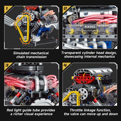 BYTLK V8 engine model transparent head exposes internal components for study