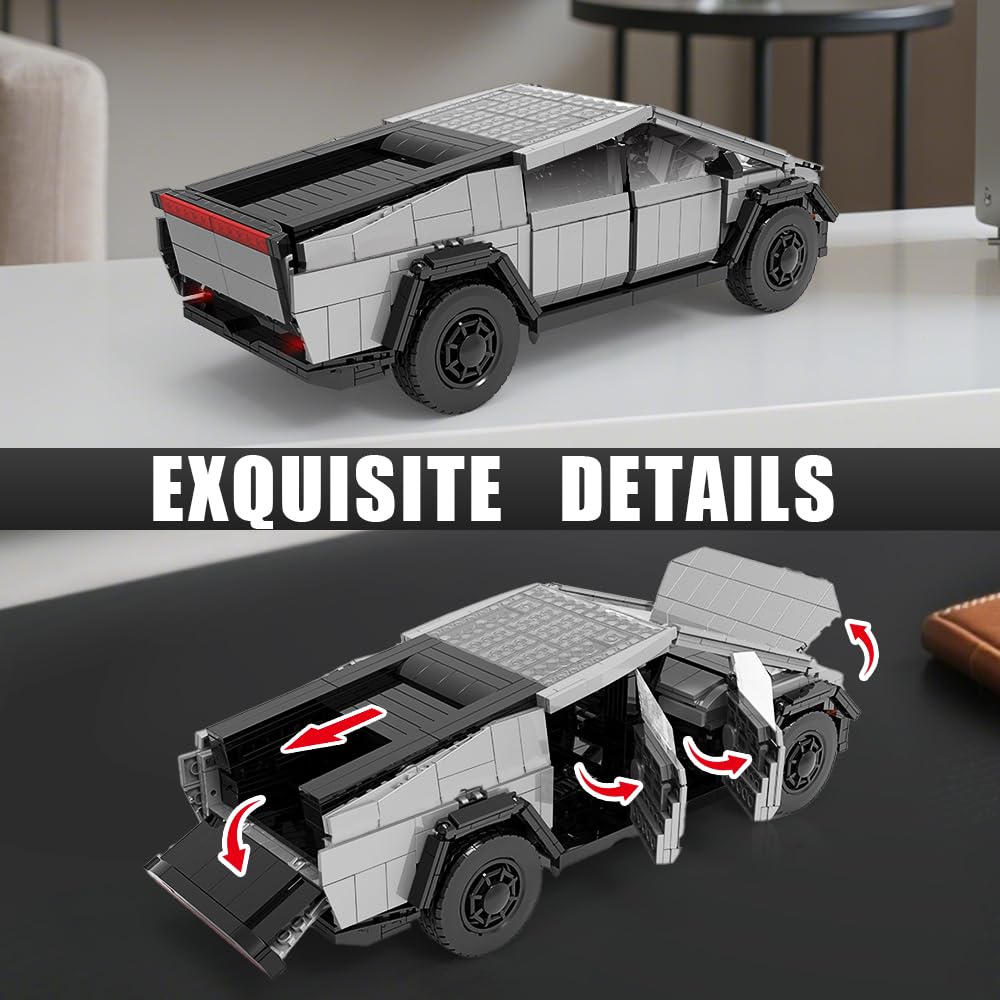 BYWBRICKIFY light-up car building set in 1:14 scale for impressive display size