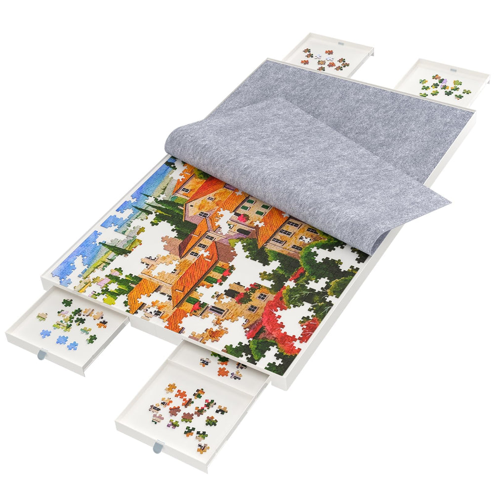 BZseed puzzle board with four drawers and cover for 1500-piece puzzles.