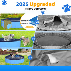CACSPS foldable blue dog pool, multiple size options for pets big and small.