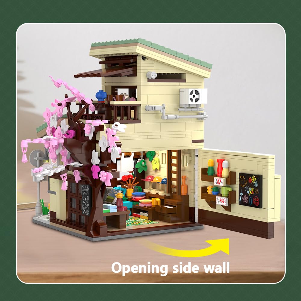 CaDA Japanese Style Cat Grocery Store House fish pond adds tranquil detail to your model