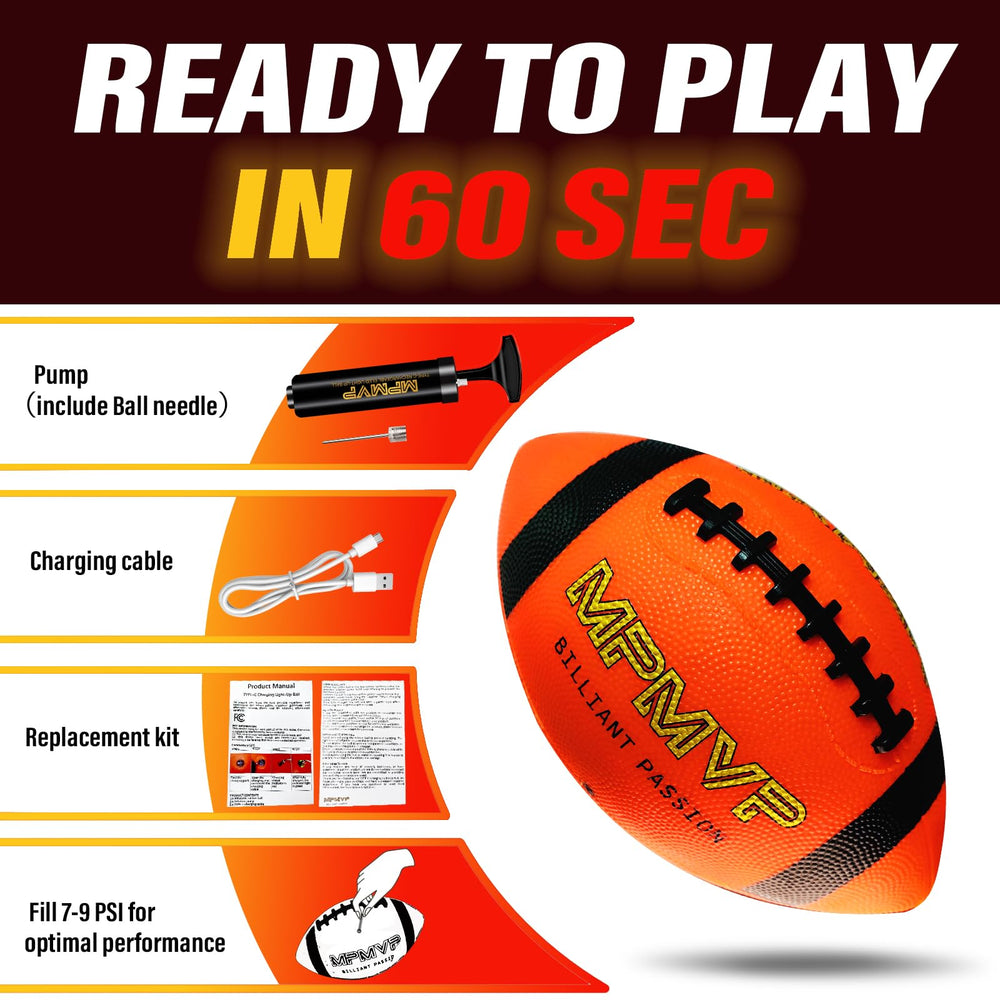 Cadyaw football with pump and Type-C charging cable for quick setup