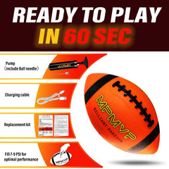 Cadyaw football with pump and Type-C charging cable for quick setup
