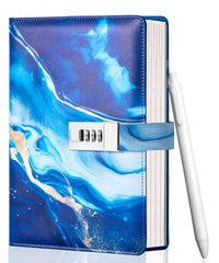 CAGIE locked diary blue cover keeps private thoughts secure on the go.