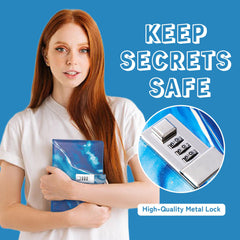 CAGIE diary lock with three-digit code protects secrets during travel.