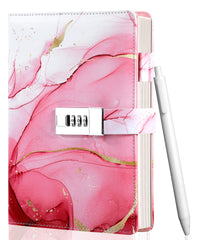 CAGIE diary with lock pink cover for private journaling on the go
