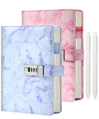 CAGIE marble diary with lock pink cover keeps secrets secure on the go.